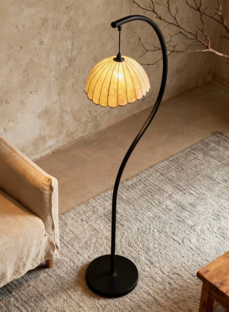 مصباح أرضي عتيق، مصباح أرضي فريد من نوعه بلون الخيزران مع جهاز تحكم عن بعد، مصباح أرضي معلق بوهيمي بقوة 12 وات مع نمط الروطان العتيق، ديكور داخلي عمودي قائم - Image 4